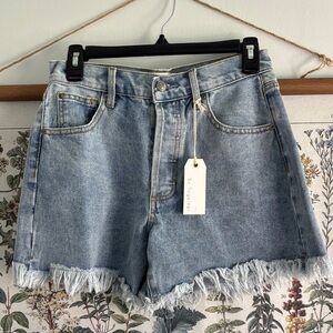 By Together Light Blue Frayed Jean Shorts